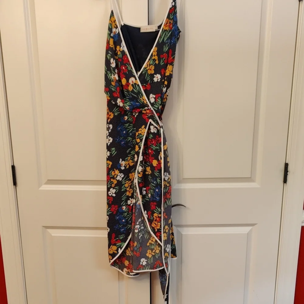 Tori Burch Navy Iris Garden Grotto Wrap Dress